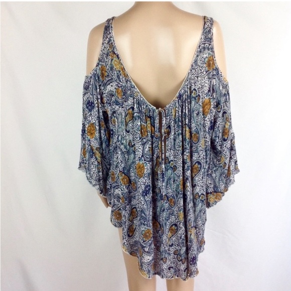 Free People Floral Paisley Cold Shoulder Blouse Top - Picture 11 of 14